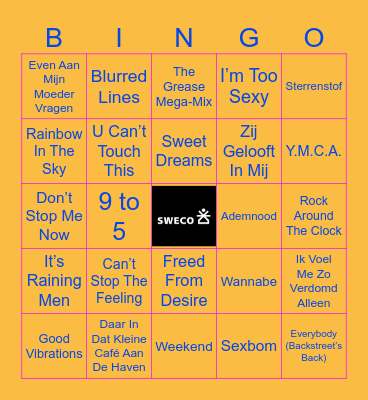 Sweco Music Bingo Card