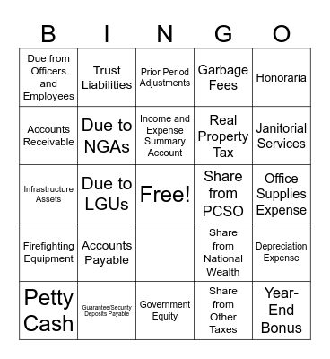 Accounting Bingo Card