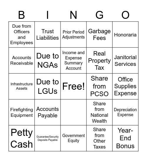 Accounting Bingo Card