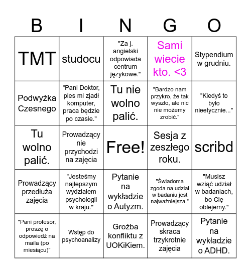 SWPS Bingo Card