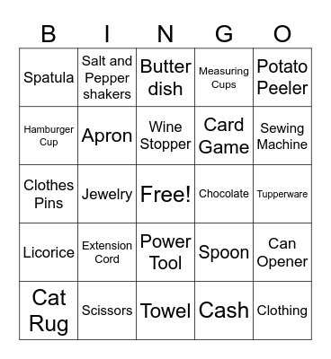 Alice Bridal Bingo Card