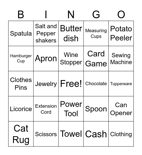 Alice Bridal Bingo Card