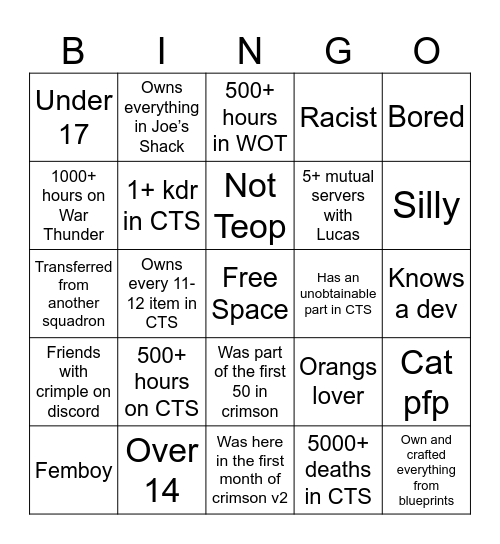 I got bored bingo Card