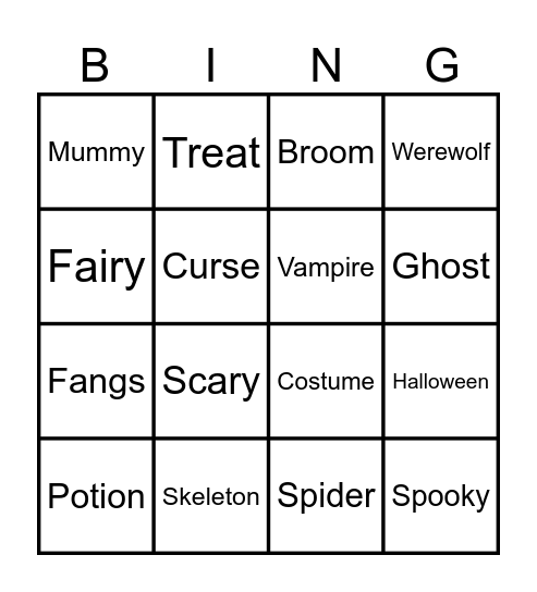 HALLOWEEN Bingo Card