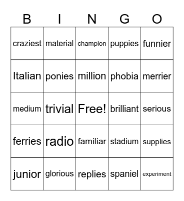 LINKS Bingo Card