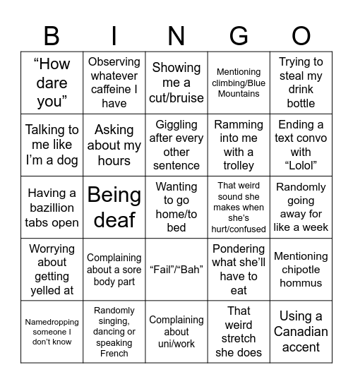 Bingo (The Mountaineering Club Edition) Bingo Card