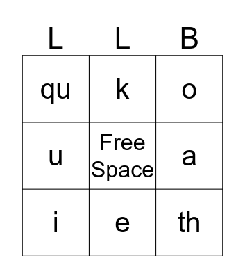 Lively Letters Bingo 7 Bingo Card