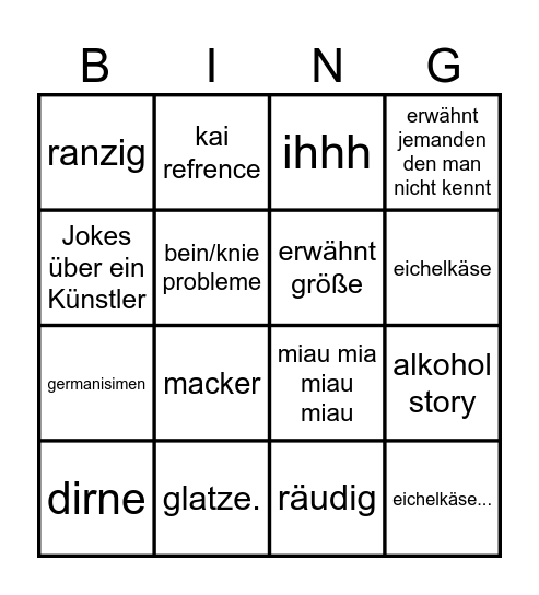 Mimmel und Limmel Bingo Card