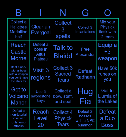 Elden Ring Bingo! Randomized Card Bingo Card