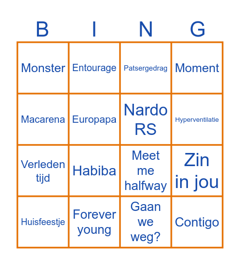 Futura's Pick Me Up Muziekbingo Card