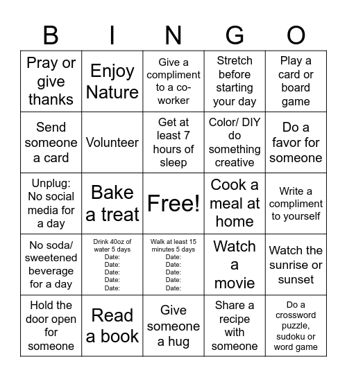 TCBT Team Bingo Card