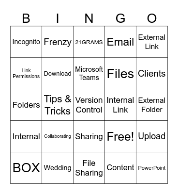 File Sharing Frenzy Bingo! Bingo Card