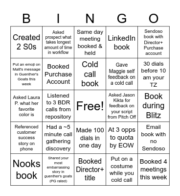 AX BDR BINGO Card