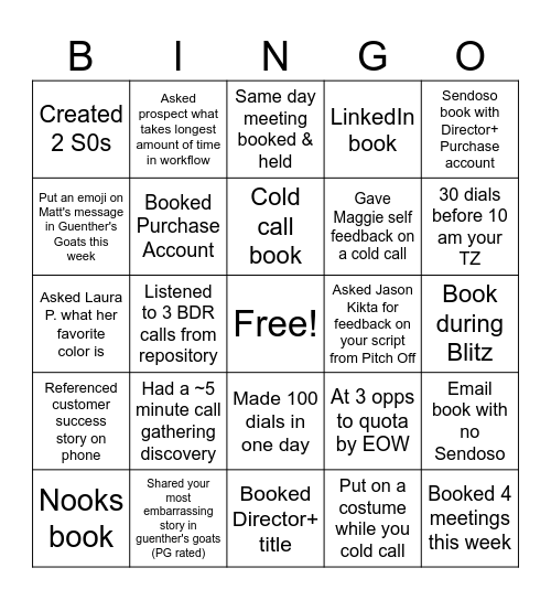 AX BDR BINGO Card