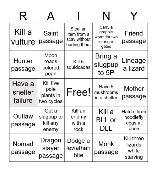 Rain world!! Bingo Card