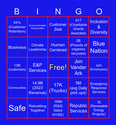 Republic Services 2024 CSW Bingo Card