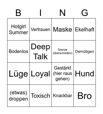 Trash-TV-Bingo Card