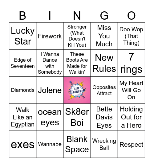 GRLPWR!!! Bingo Card