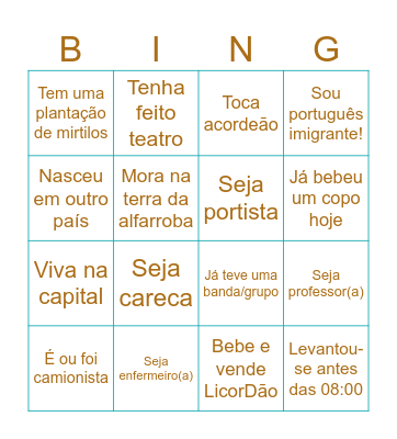 Encontre alguém que: Bingo Card
