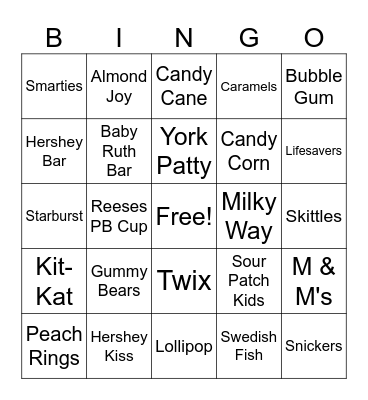 Candy Bingo Card