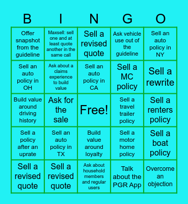 Sales Bingo Card