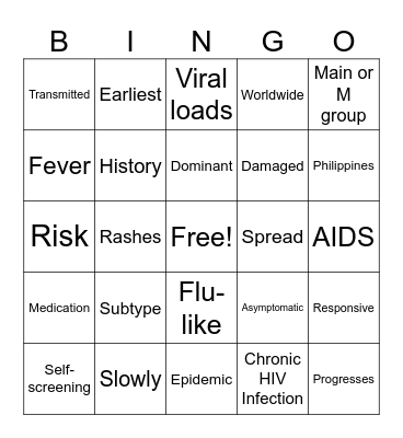 AIDS Ice Breaker Bingo Card