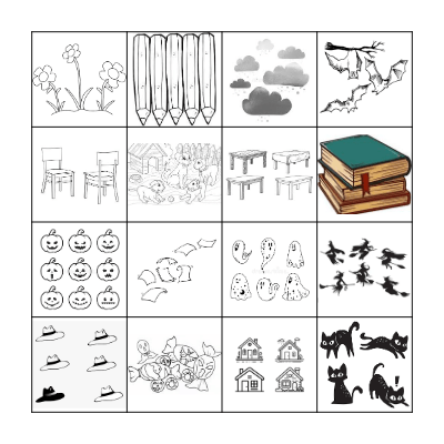 LE PLURIEL (HALLOWEEN, OBJETS DE CLASSE) Bingo Card