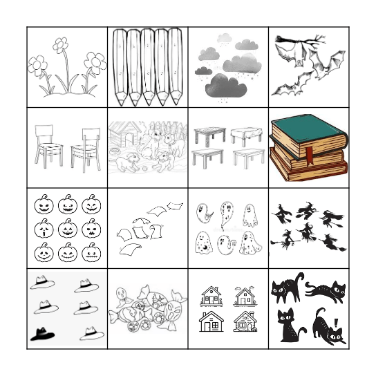 LE PLURIEL (HALLOWEEN, OBJETS DE CLASSE) Bingo Card