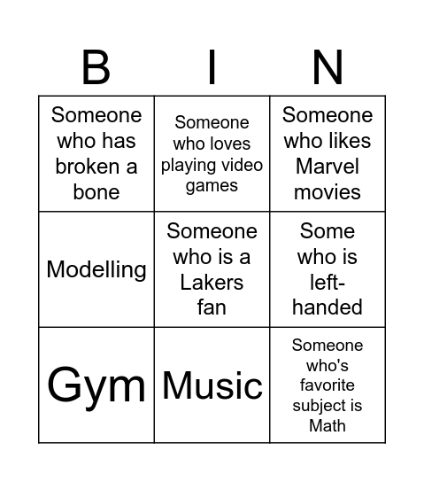 Human Bingo Card