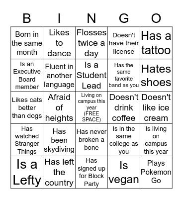 HI Team Bingo Card