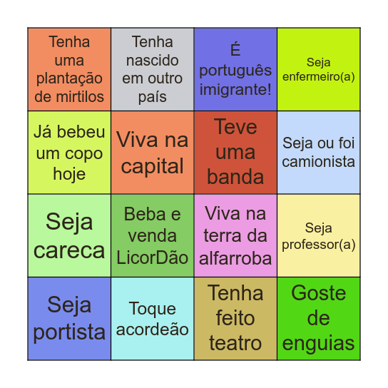 Encontre alguém que: Bingo Card