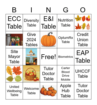 ECC Autumn Harvest Health Fair 2025 Bingo Card