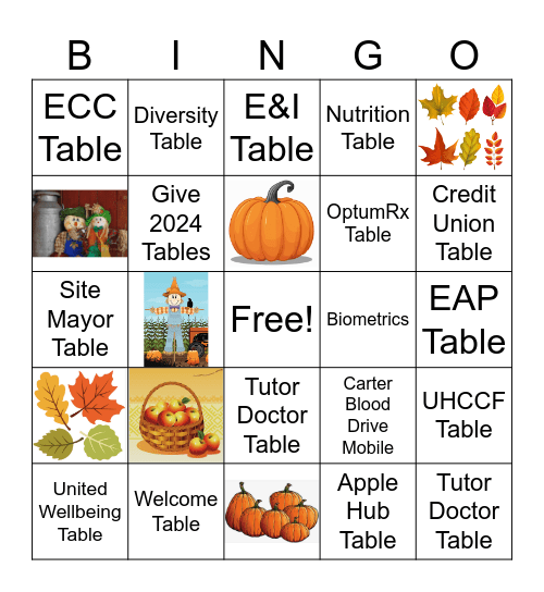 ECC Autumn Harvest Health Fair 2025 Bingo Card