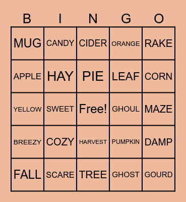 Fall Bingo Card