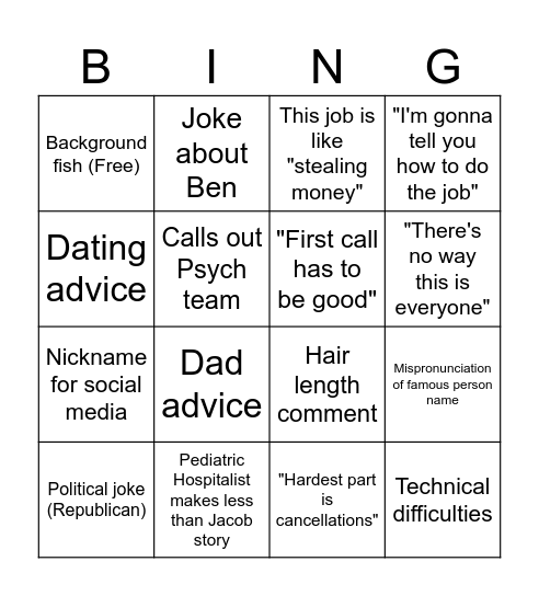 Meeting Bingo Card