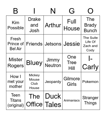 TV Theme Songs Bingo Card