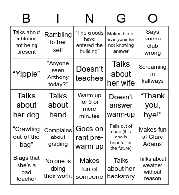 Dollery Stereotypes !! Bingo Card