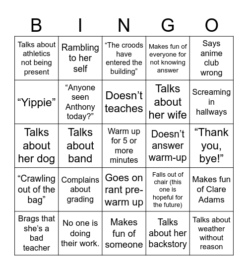 Dollery Stereotypes !! Bingo Card