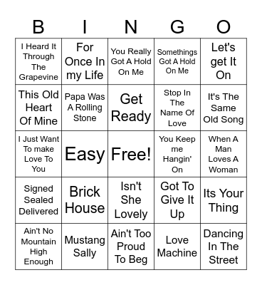 Motown Bingo Card