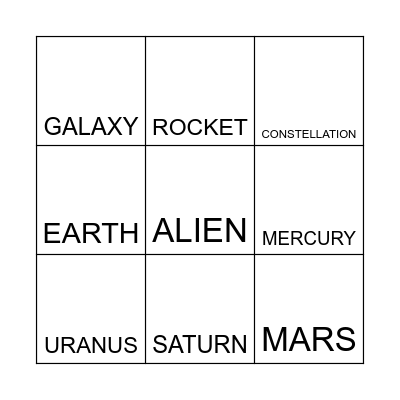 SPACE BINGO Card