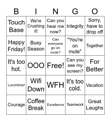 Office Bingo Card