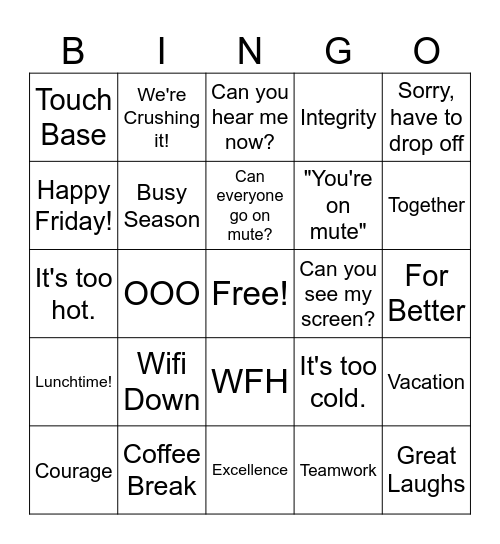 Office Bingo Card