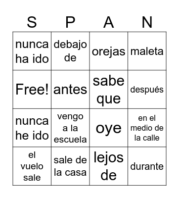 Span 2 Vocab 1.1-1.2: LOTERIA Bingo Card