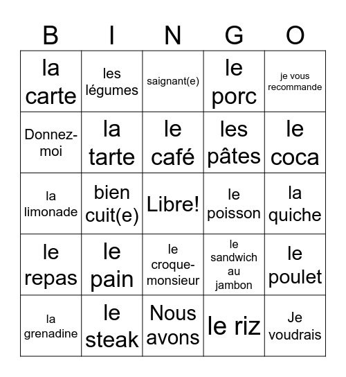 Chapter 6.2 vocab Bingo Card