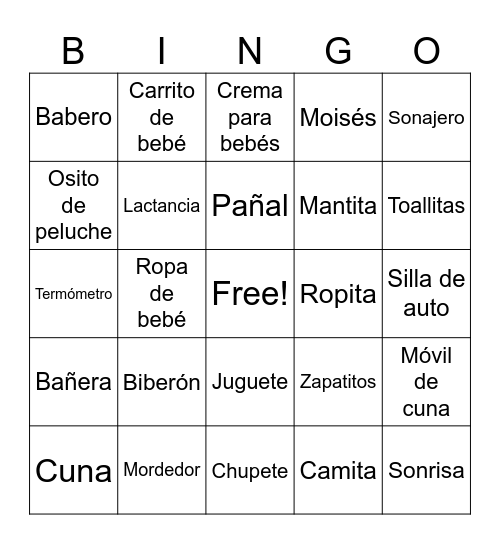 Baby Shower Luciano Bingo Card