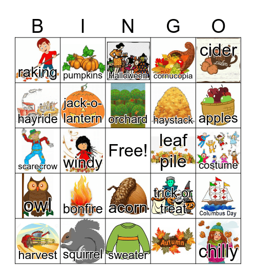 October Bingo Card