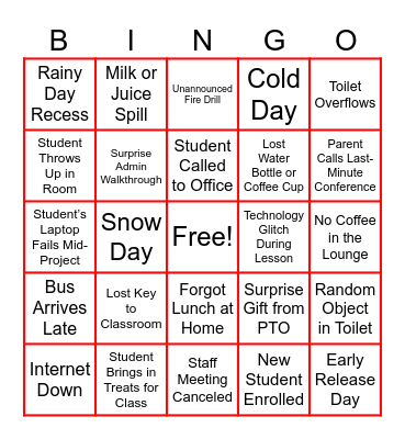 Staff Bingo Card