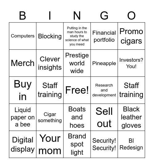 Chris does Drew Bingo Card