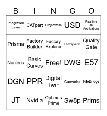 Transformers Bingo Card