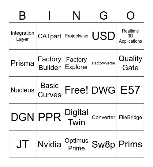 Transformers Bingo Card